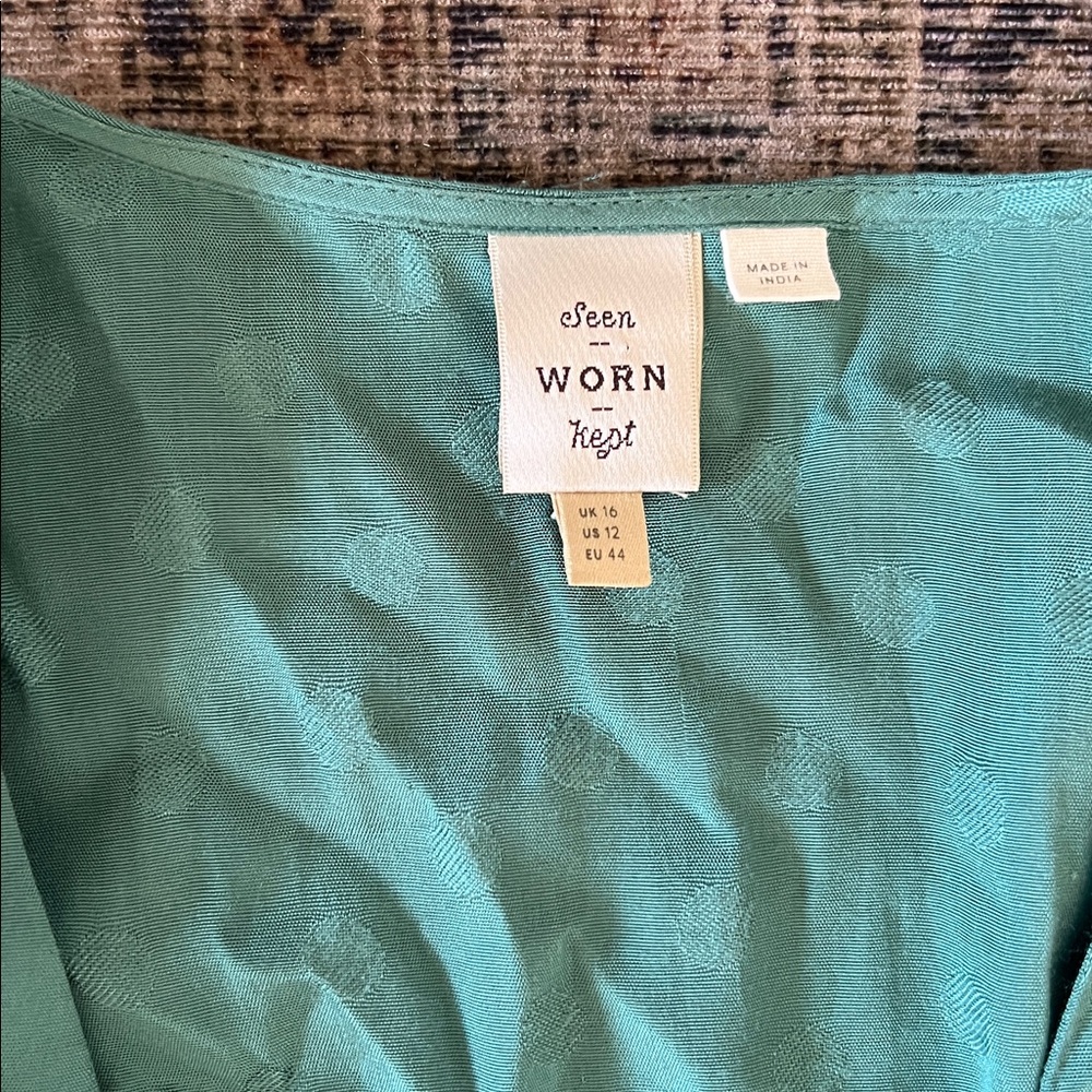 Anthropologie Kept Seen Worn Maxi in Green Dress 12 Ruffle Draped Sleeves - Picture 2 of 6
